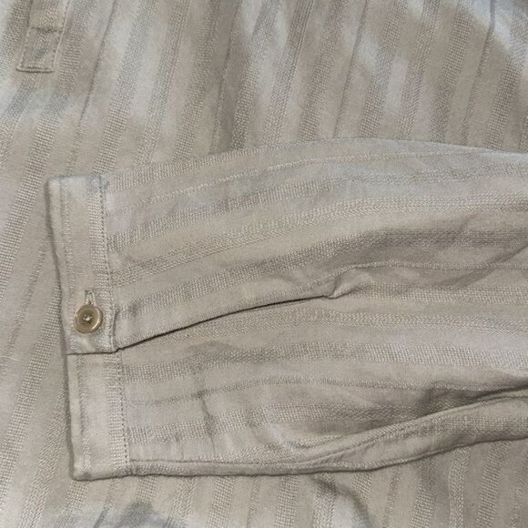 Havanera Beige Striped Long Sleeve Shirt L Ramie/Rayon - Picture 8 of 10